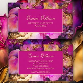 Tarjeta De Visita Elegante Púrpura Fuchsia Planner de Boda Floral de