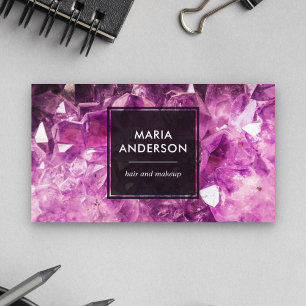 Tarjeta De Visita Elegante Púrpura Moderno de Piedra Preciosa de Ama