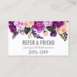 Tarjeta De Visita Elegante púrpura Ultra Violeta Floral Silver Refer