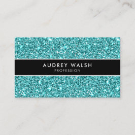 Tarjeta De Visita Elegante PURPURINA azul brillante a rayas