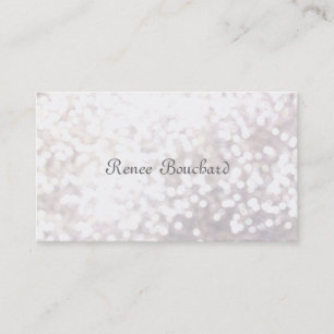 Tarjeta De Visita Elegante Purpurina blanco Bokeh Event Planner