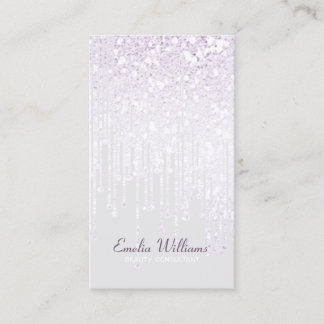 Tarjeta De Visita Elegante Purpurina blanco espárrago gotea gris cla