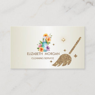 Tarjeta De Visita Elegante Purpurina Broom House Floral Spray Bottle