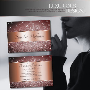 Tarjeta De Visita Elegante Purpurina de Borgoña Estrellas Rosa Fron