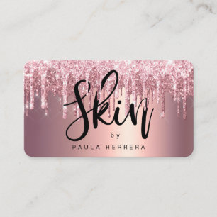 Tarjeta De Visita Elegante purpurina de cobre rosa dorado gotea piel