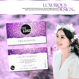 Tarjeta De Visita Elegante Purpurina de color morado blanco Spark St