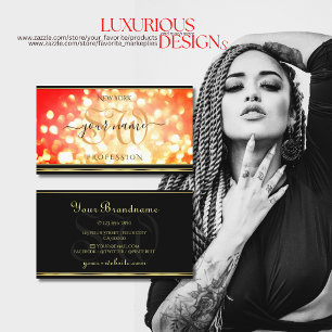 Tarjeta De Visita Elegante Purpurina de espuma de oro de fuego Inici