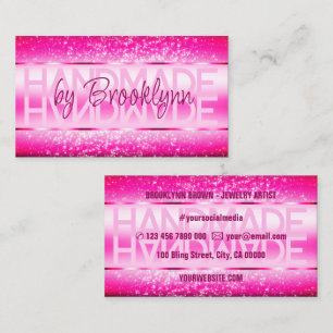Tarjeta De Visita Elegante Purpurina de espuma rosa y lujoso Glam