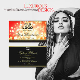 Tarjeta De Visita Elegante Purpurina de la espuma de oro rojo logoti