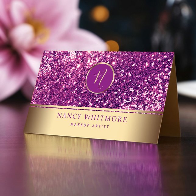 Tarjeta De Visita Elegante Purpurina de lujo real de oro y rosa (Subido por el creador)