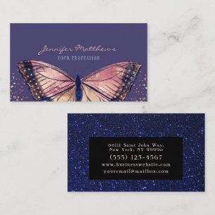 Tarjeta De Visita Elegante Purpurina de mariposa monarca