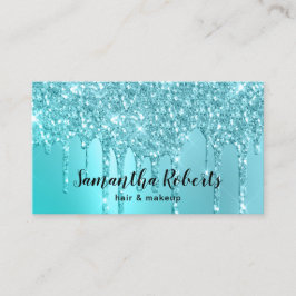 Tarjeta De Visita Elegante purpurina de menta azul acuático gotea pe