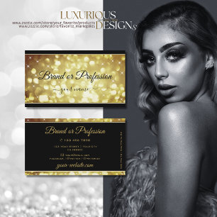 Tarjeta De Visita Elegante Purpurina de oro marrón estrellas negro 
