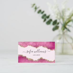 Tarjeta De Visita Elegante Purpurina de oro moderno Agate de negocio