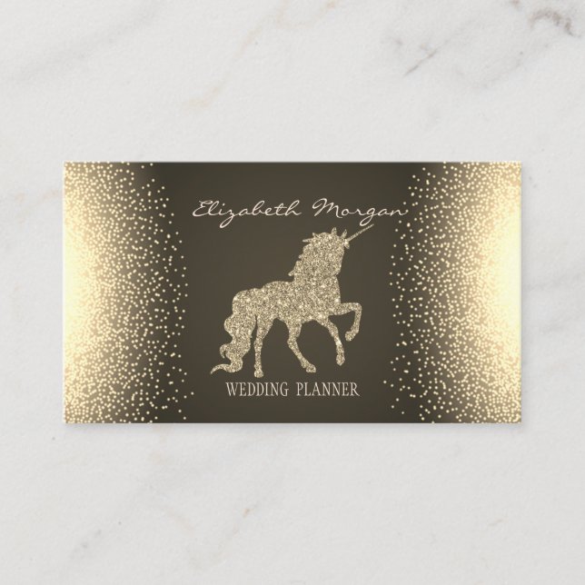 Tarjeta De Visita Elegante Purpurina de oro moderno de Confetti Unic (Anverso)