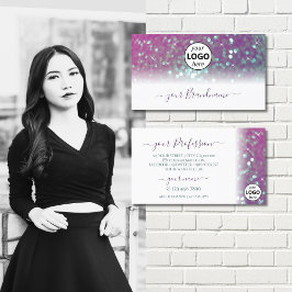 Tarjeta De Visita Elegante Purpurina de parachoques Verde azulado ro