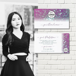 Tarjeta De Visita Elegante Purpurina de parachoques Verde azulado ro