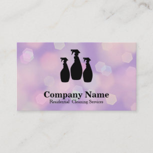 Tarjeta De Visita Elegante Purpurina de servicio de limpieza acuarel
