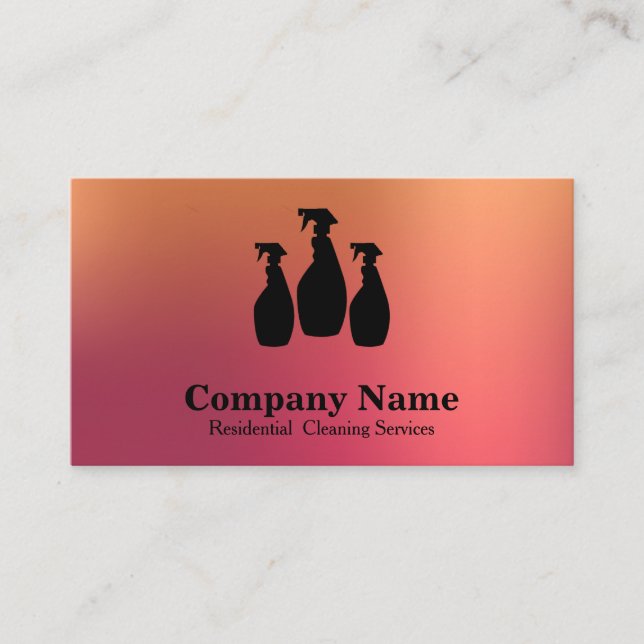 Tarjeta De Visita Elegante Purpurina de servicio de limpieza acuarel (Anverso)