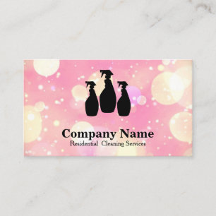 Tarjeta De Visita Elegante Purpurina de servicio de limpieza acuarel