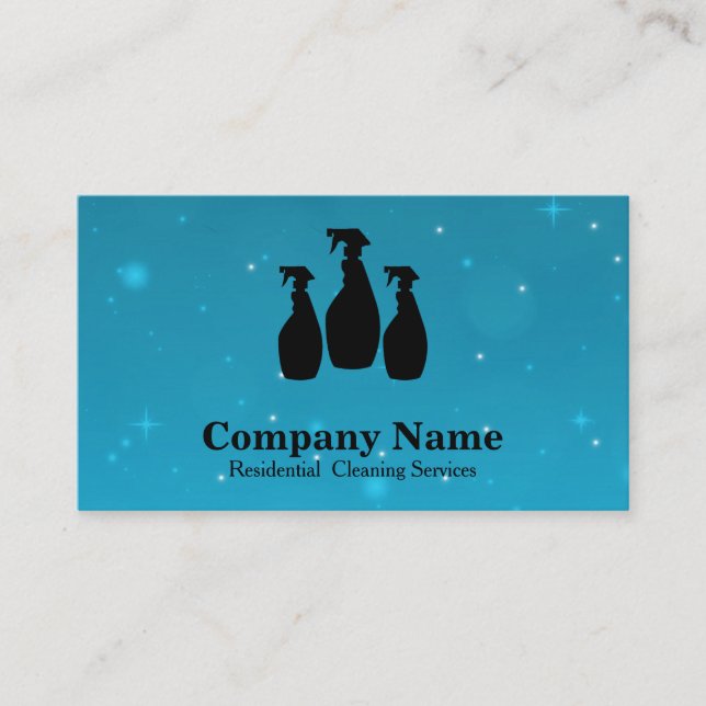 Tarjeta De Visita Elegante Purpurina de servicio de limpieza acuarel (Anverso)