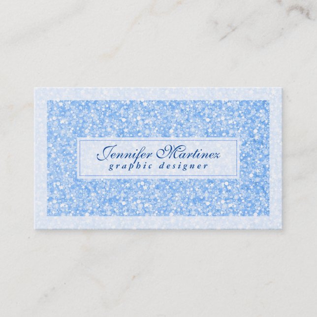 Tarjeta De Visita Elegante Purpurina de tonos azules claros y sombra (Anverso)