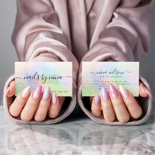 Tarjeta De Visita Elegante purpurina del arcoiris de la firma del gu