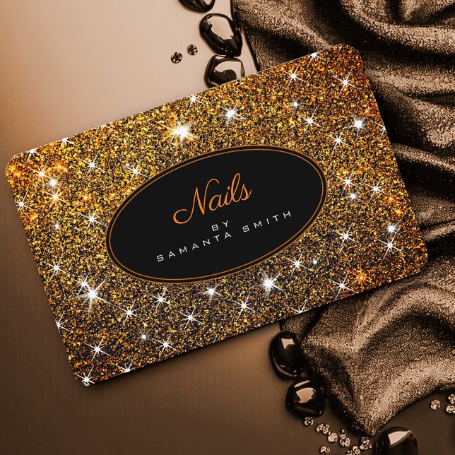 Tarjeta De Visita Elegante Purpurina dorado de moda estrellas lumino (Subido por el creador)