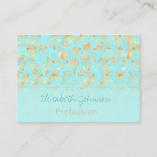 Tarjeta De Visita Elegante Purpurina dorado Foliage Light Mint Dise