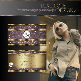 Tarjeta De Visita Elegante Purpurina dorado morado Sparkle Stars aña