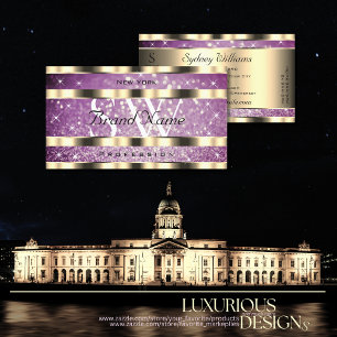 Tarjeta De Visita Elegante Purpurina dorado púrpura esparkle Stars 