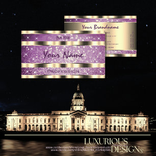 Tarjeta De Visita Elegante Purpurina dorado púrpura Sparkle Stars C