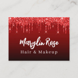 TARJETA DE VISITA ELEGANTE PURPURINA DRIP MODA PERSONALIZABLE RED