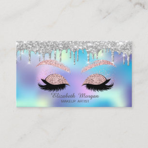 Tarjeta De Visita Elegante Purpurina Dris Faux Lashes Holográfico Az