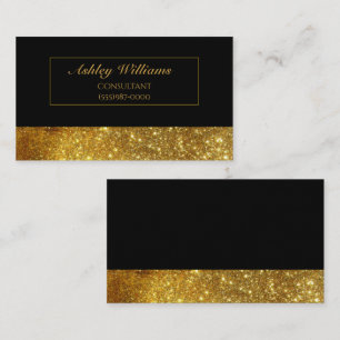 Tarjeta De Visita Elegante Purpurina elegante de lujo negro y oro