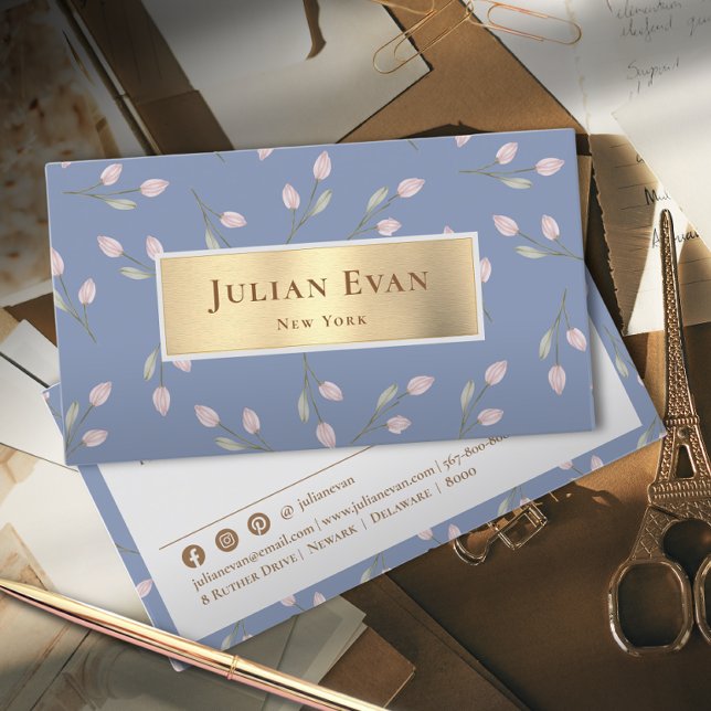 Tarjeta De Visita Elegante Purpurina Feminista Dorado Dusty Floral A (Subido por el creador)
