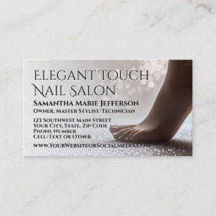 Tarjeta De Visita Elegante Purpurina Foot Pedicure Manicure Nail Sal