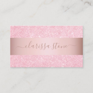 Tarjeta De Visita Elegante purpurina geométrico rosa dorado