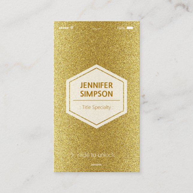 Tarjeta De Visita Elegante Purpurina Gold - Estilo iOS único (Anverso)