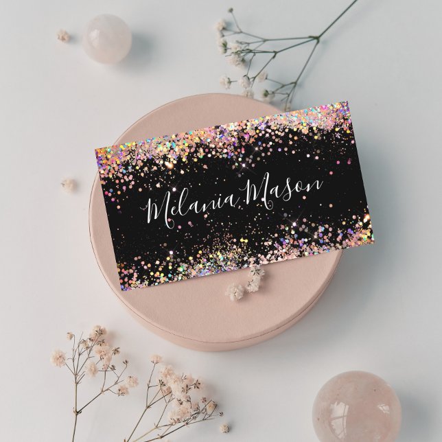 Tarjeta De Visita Elegante Purpurina Holográfico Artista de maquilla (Subido por el creador)