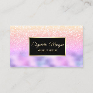 Tarjeta De Visita Elegante Purpurina Holográfico Cuadro Bokeh