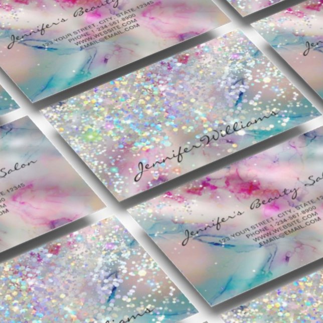 Tarjeta De Visita Elegante Purpurina holográfico de tinta de alcohol (Subido por el creador)