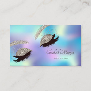 Tarjeta De Visita Elegante Purpurina holográfico moderno Faux Lashes