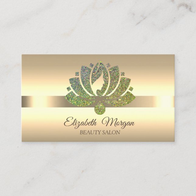 Tarjeta De Visita Elegante Purpurina Lotus Flower Makeup (Anverso)