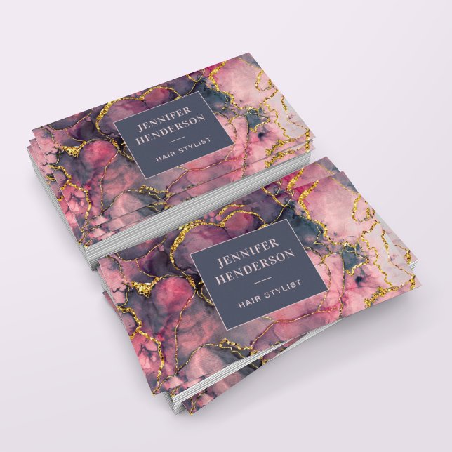 Tarjeta De Visita Elegante Purpurina Marble Rosa Rosa Gold Profesion (Subido por el creador)