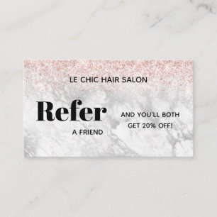 Tarjeta De Visita Elegante Purpurina Marble Salon Spa Referral Busin