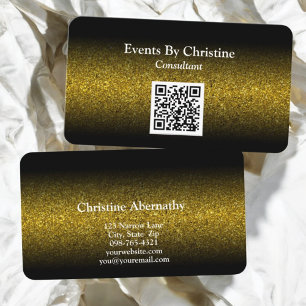 Tarjeta De Visita Elegante Purpurina Minimalista Ombre Código QR