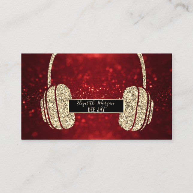 Tarjeta De Visita Elegante Purpurina moderno de Bokeh rojo para auri (Anverso)