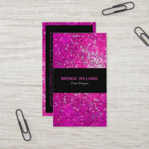 Tarjeta De Visita Elegante Purpurina moderno de imitación rosa