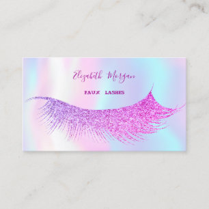 Tarjeta De Visita Elegante Purpurina moderno Faux Lashes Holográfico